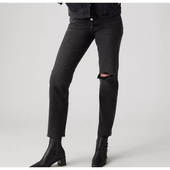 Levi's Wedgie Straight Black Gray Button Fly High Waisted Jeans Women's size 29 - Picture 1 of 14
